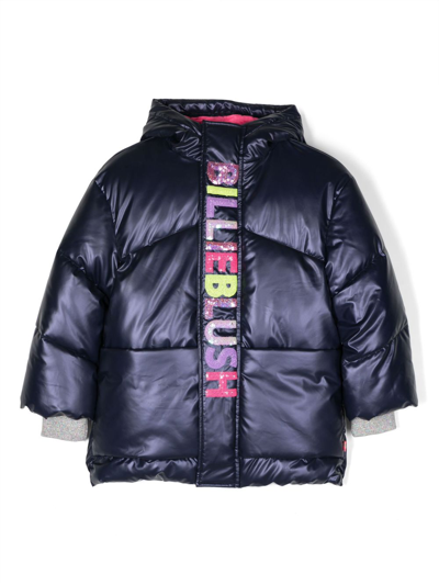 Billieblush Kids' Logo-embroidered Padded Jacket In Blue