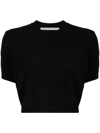 Alexander Wang Cropped Ribbed Chenille Sweater With Logo In Black