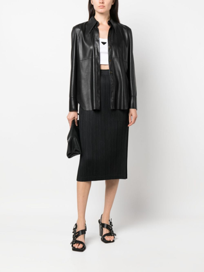 Issey Miyake High-waist Plissé Midi Skirt In Black