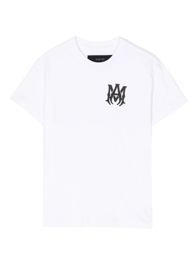 Amiri Boy's Staggered Logo-print T-shirt In White