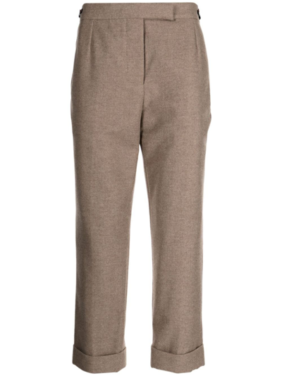 Thom Browne Cropped Slim-cut Trousers In Brown