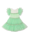 Billieblush Tulle-panels Short-sleeve Dress In Green