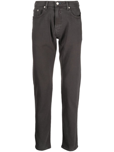 Ps By Paul Smith Micro-checked Straight-leg Trousers In Grey