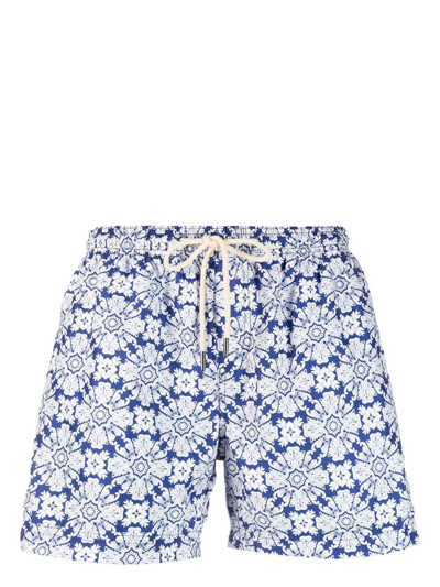 Peninsula Swimwear Geometric-print Swim Shorts In Blue