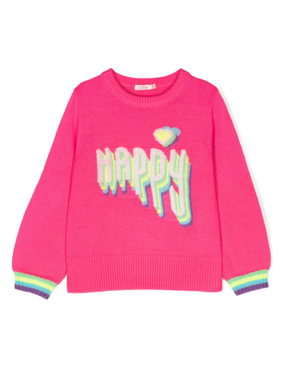 Billieblush Kids' Graphic-embroidered Crew-neck Jumper In Pink
