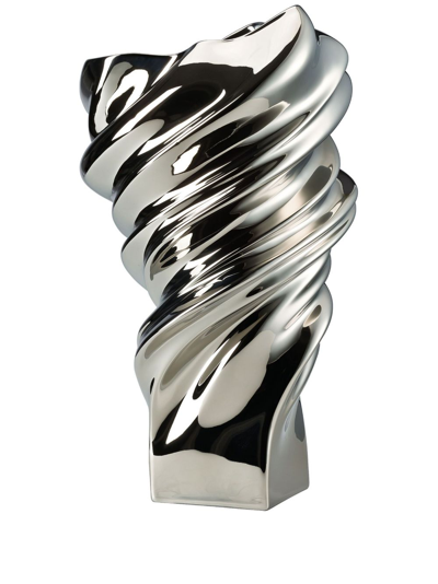 Rosenthal Squall Metallic-effect Porcelain Vase In Silver