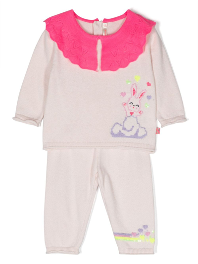 Billieblush Babies' Intarsia-design Trouser Set In Pink