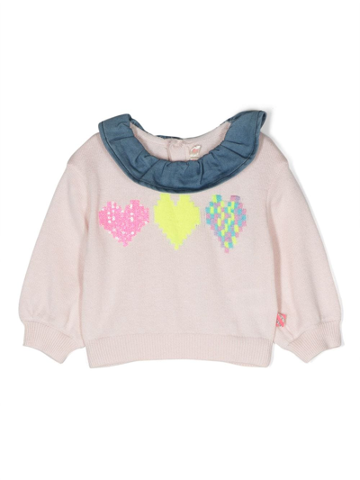 Billieblush Babies' Sequin-embellished Ruffle-collar Sweatshirt In Pink