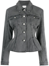 Magda Butrym Flared Cotton Denim Jacket In Grey