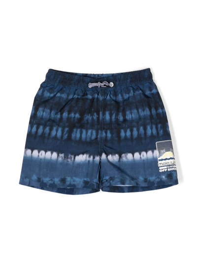 Molo Kids' Niko Tie Dye-print Swim Shorts In Blue
