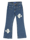 Mini Rodini Girls Blue Denim Dove Flared Jeans In Blue