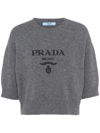 PRADA LOGO-INTARSIA CROPPED WOOL JUMPER