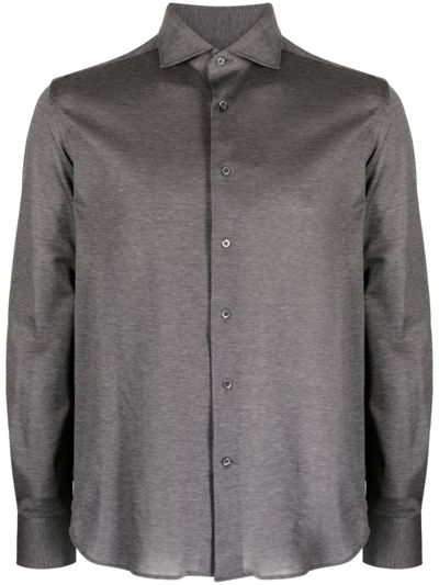 Corneliani Long-sleeve Cotton Shirt In Grey