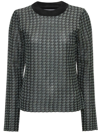 Jw Anderson Check-pattern Crew-neck Top In Black