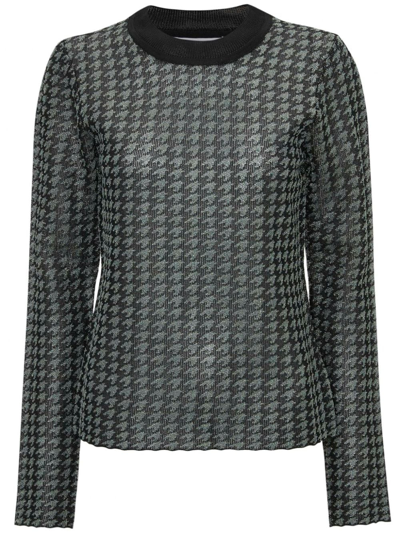 Jw Anderson Check-pattern Crew-neck Top In Black