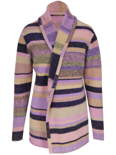 The Elder Statesman Stripe Italy Cashmere Smoking Jacket In Pink