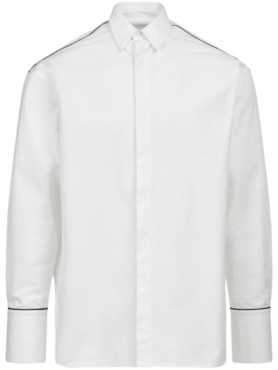 Ferragamo Contrast-trim Cotton Shirt In Optic White