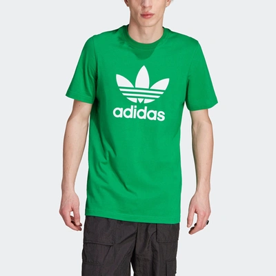Adidas Originals Logo-print Cotton-jersey T-shirt In Green/white