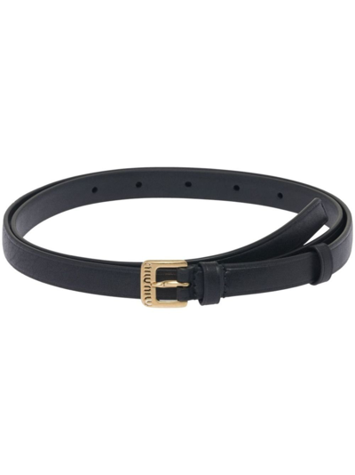 Miu Miu Nappa Leather Belt In Black | ModeSens