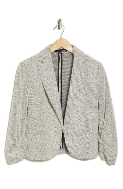 Amanda & Chelsea Bouclé Tweed Scrunch Sleeve Blazer In Taupe