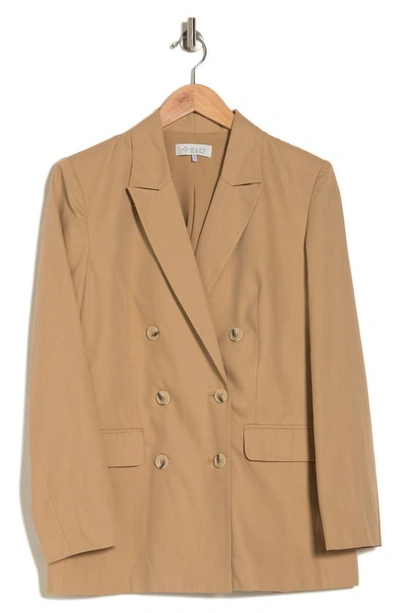 Wayf Double Breasted Blazer In Camel