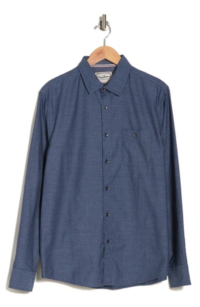 Soul Of London Microfiber Button-up Shirt In Dark Blue