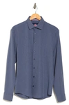 Soul Of London Geometric Stretch Button-up Shirt In Smoke Blue
