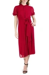 Julia Jordan Clip Dot Short Sleeve Dress In Scarlet