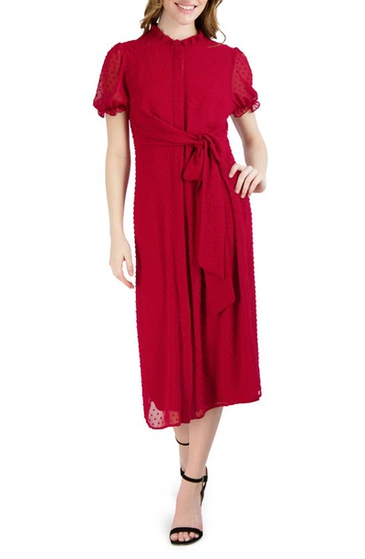 Julia Jordan Clip Dot Short Sleeve Dress In Red