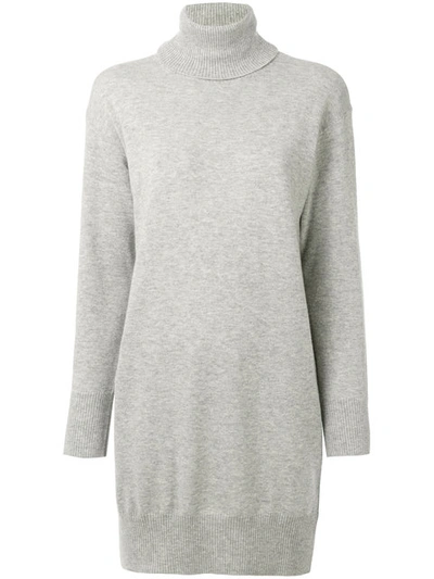 Maison Margiela Wool Knit Dress W/ Suede Details In Grey