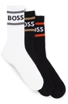 Hugo Boss Three-pack Of Short Socks With Stripes And Logo In Patterned