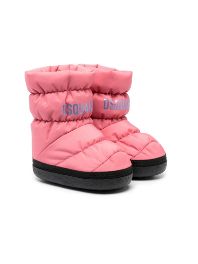 Dsquared2 Kids' Snow Boots With Print In Pink