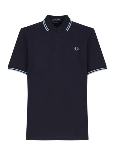Fred Perry Logo Polo T-shirt In Blue