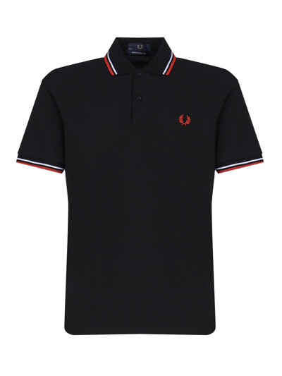 Fred Perry Logo Polo T-shirt In Black