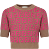 FENDI BROWN SWEATER FOR GIRL WITH DOUBLE FF