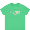 FENDI GREEN T-SHIRT FOR BABYKIDS WITH LOGO
