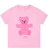 FENDI PINK T-SHIRT FOR GIRL WITH TEDDY BEAR