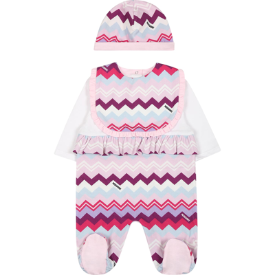 Missoni Purple Set For Baby Girl With Logo In Multicolor