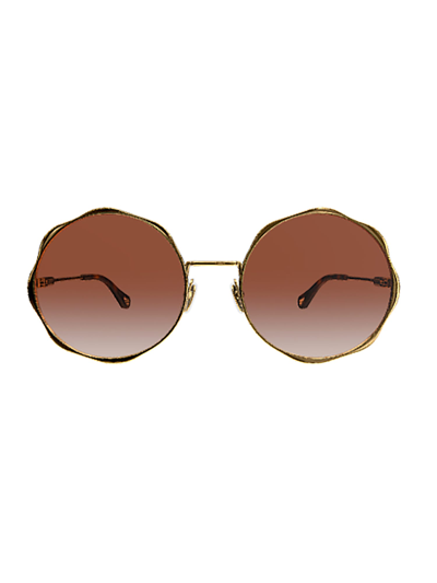 Chloé Ch0184s Sunglasses In Gold Gold Orange