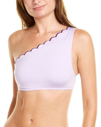 Kate Spade New York Contrast Scalloped One-shoulder Bikini Top In Purple