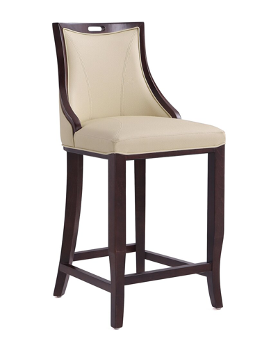 Manhattan Comfort Emperor Bar Stool In Cream And Walnut