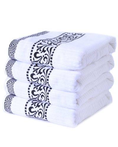 Superior Athens Decorative 4pc Bath Towel Set In Black