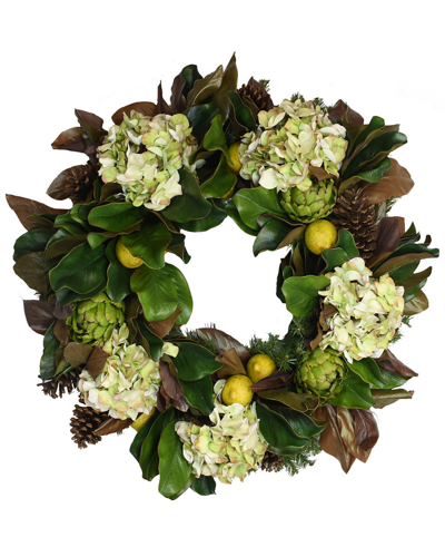 Creative Displays Green Magnolia Leaves & Lemon Wreath In Multicolor