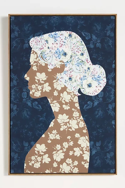 Anthropologie Floral Silhouette Wall Art In Blue