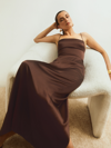Reformation Petites Frankie Silk Dress In Cafe