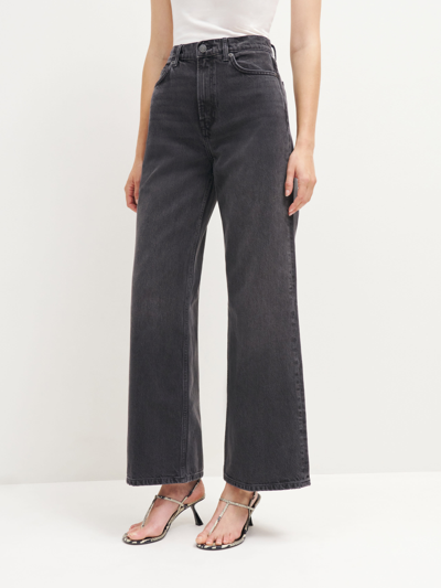 Reformation Cary High Rise Slouchy Wide Leg Cropped Jeans In Summit