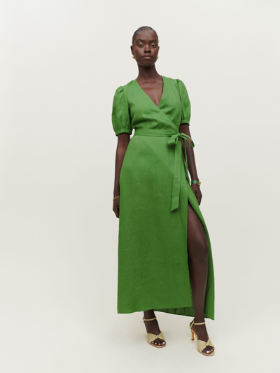 chinese dress ladies Rent The Selia Green Linen Dress By Reformation main image 0
