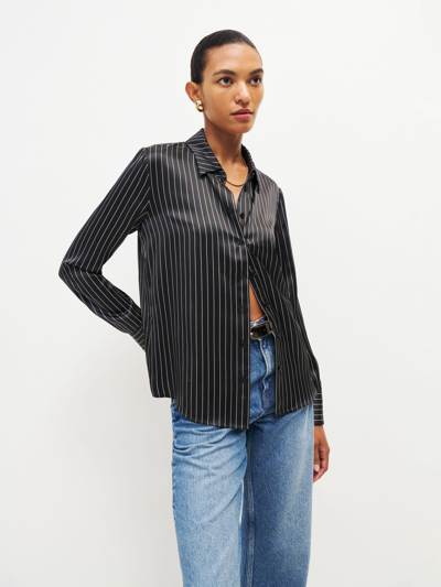 Reformation Sky Relaxed Silk Top In Broadway Stripe