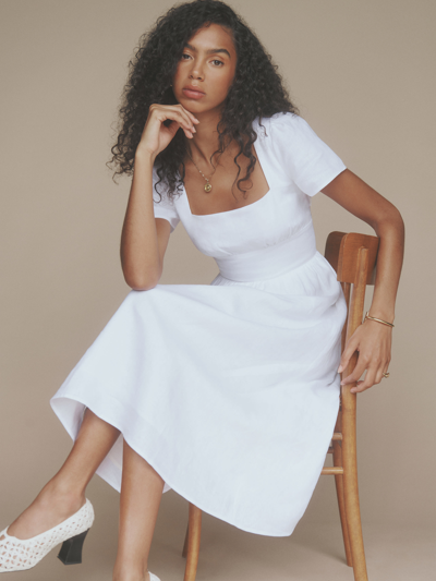 Reformation Pacome Linen Dress In White | ModeSens