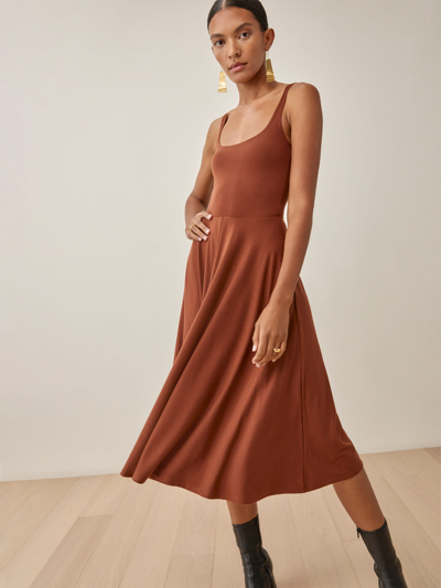 Reformation Rou Knit Dress In Chestnut
